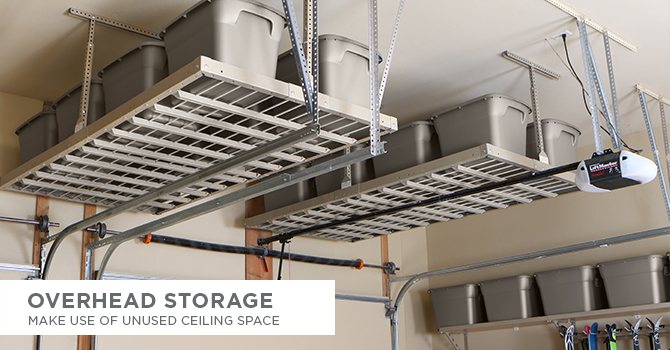 Overhead Garage Ceiling Storage, Garage Overhead Storage Racks Installed
