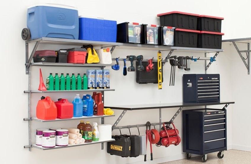 shelving storage with bikes